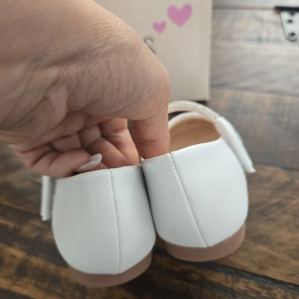 Tip Top Kids Girls MaryJane White Shoe with Rhinestone Strap. Style S187…